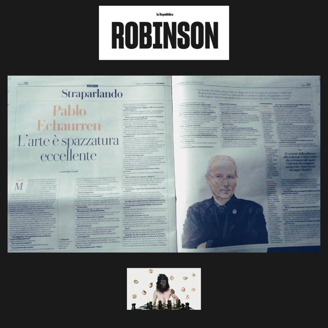 Lo #Straparlando di #AntonioGnoli su #Robinson è un appuntamento imperdibile. Questa settimana è dedicato a #PabloEchaurren. Un privilegio aver contribuito a queste due pagine partendo dal film #Pablodineanderthal di #AntonelloMatarazzo
#eskimofilm #ufficiostampa