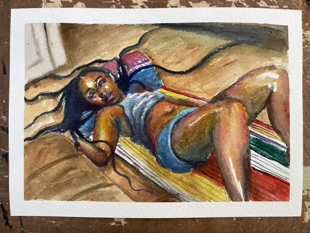 #ArtOfTheWeek

‘Snooze’
Watercolour on Paper
By Chigozie Obi
2022