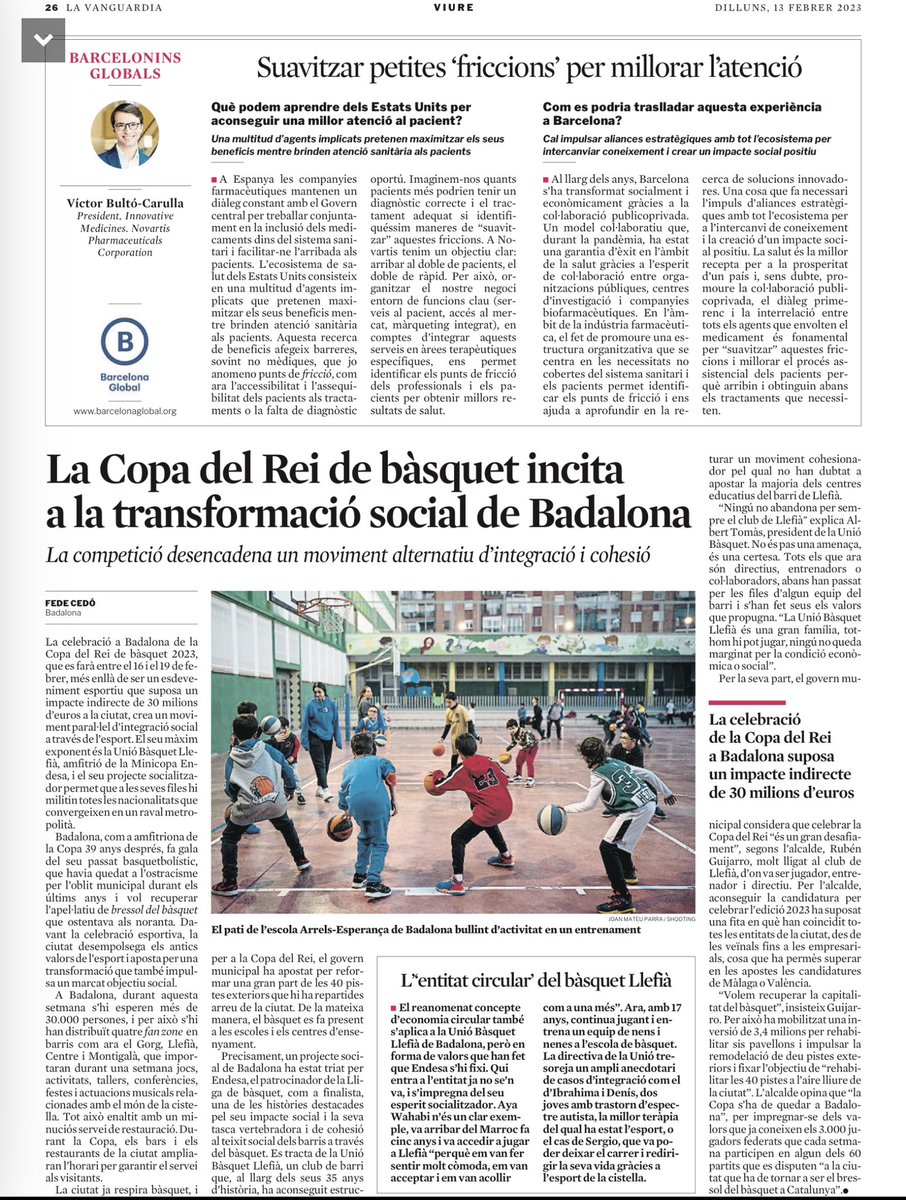 El club Unió Bàsquet Llefià surt a La Vanguardia com a exemple a seguir.
A l’article es veu com entrenen a l’Escola Arrels-Esperança.