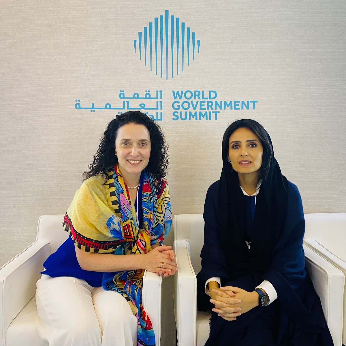 Privileged to meet H.E. Razan Al Mubarak #COP28 High Level Champion here at #WGS2023 to discuss collaboration on using #EarthObservations for nature accounting.