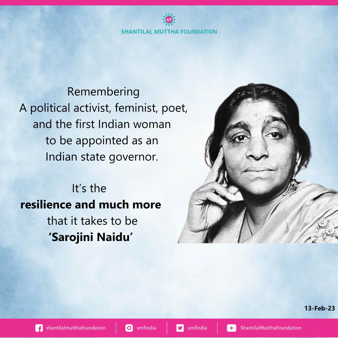 Remembering the eminent personality on her #BirthAnniversary.
 
#WomenEmpowerment #WomenInLeadership #CelebrateWomen #WomenMakingHistory #WomenLeaders #sarojininaidu #indianfreedomfighter #NightingaleofIndia #nationalwomensday #FirstWomanGovernor #SMF #NGO #NGOIndia
