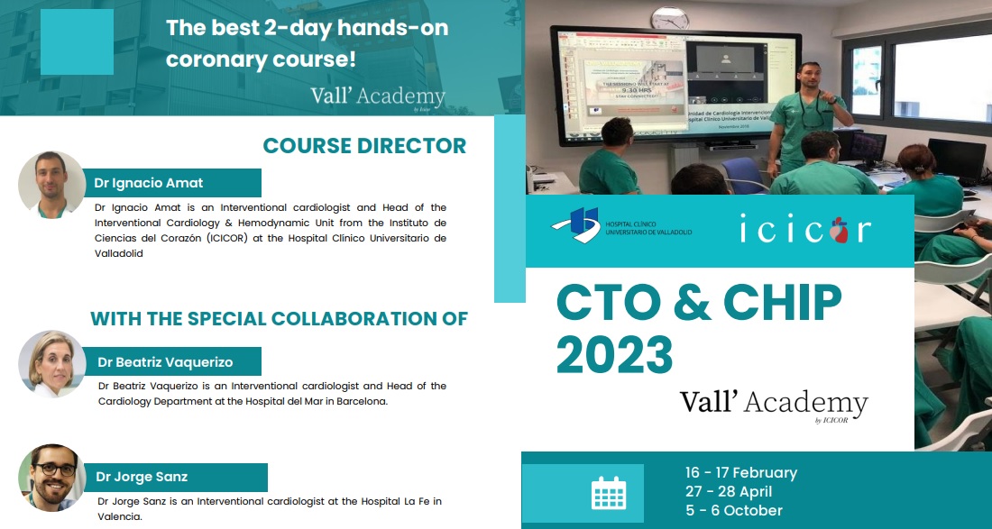 IzasaMedical's tweet photo. Los próximos días 16 y 17 de febrero, asistiremos 💼 al "CTO & CHIP 2023: The best 2-day hands-on coronary course" en el Hospital🏥 Clínico Universitario de Valladolid. ¡Os esperamos!👋
📝https://t.co/2ttpGYJUFn
#CTOAcademy #CTO #Elong #Expressman #Aptmedical #Oclusiones https://t.co/Ob28jAqvLv