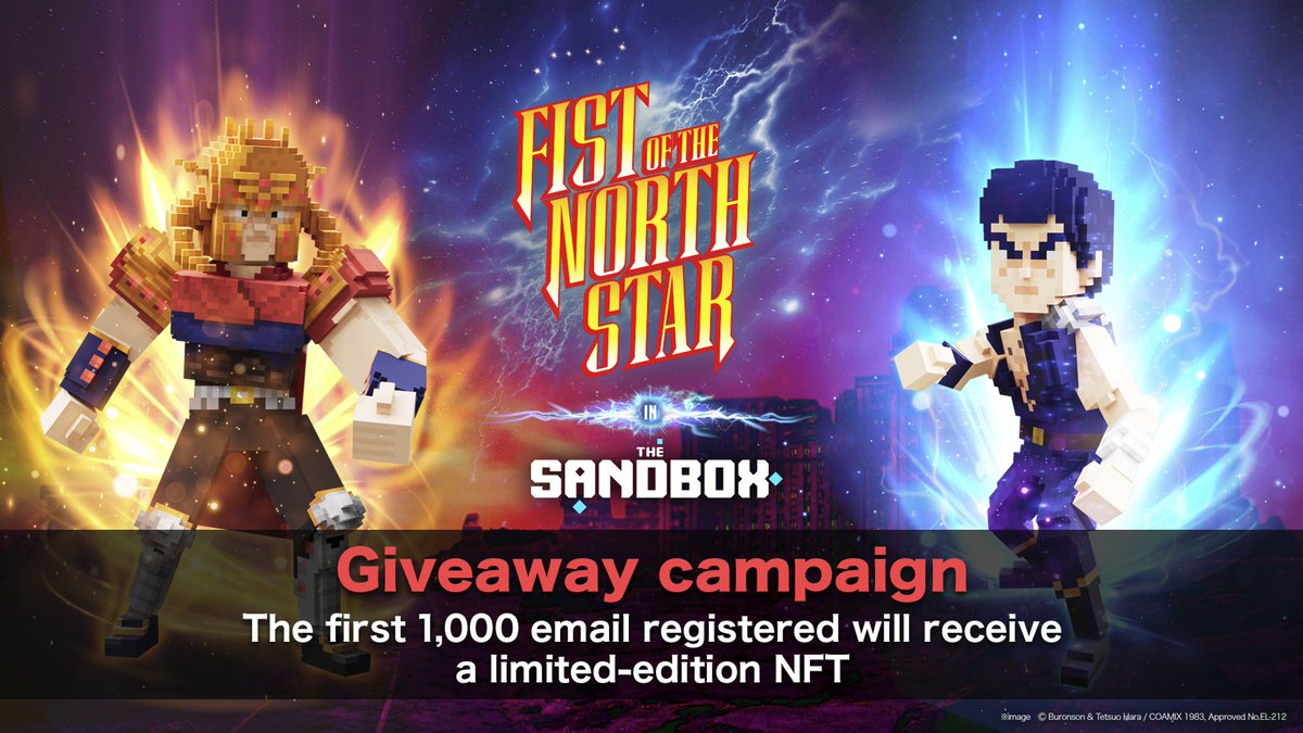 Win a Fist of the North Star limited-edition #NFT 💥 Just follow the link to enter! 💥 ATHA!

Giveaway open until Feb 19 at 11am UTC
register.sandbox.game/fist-of-north-…