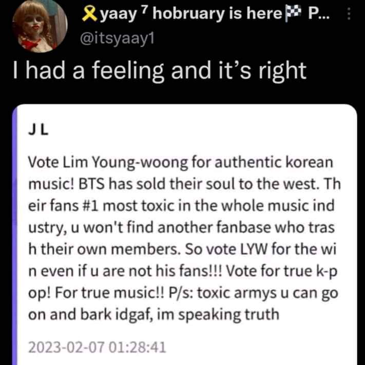 sassjjk_'s tweet photo. Who's toxic again???
#BTSPavedTheWay #btspavedthewayforall 
#btspavedthewayforkpop 
#bts_paved_the_way_for_your_fav https://t.co/1b6jn8rNj8