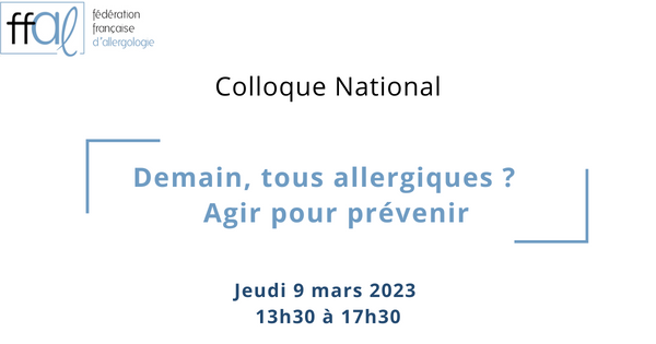 La Fédération Française d’Allergologie (FFAL) vous invite à son #colloquenational : Demain, tous allergiques ? Agir pour prévenir
 📅 Jeudi 9 mars 2023
 L'Afpral est membre de la FFAL.
Programme 👇
vu.fr/lLqy