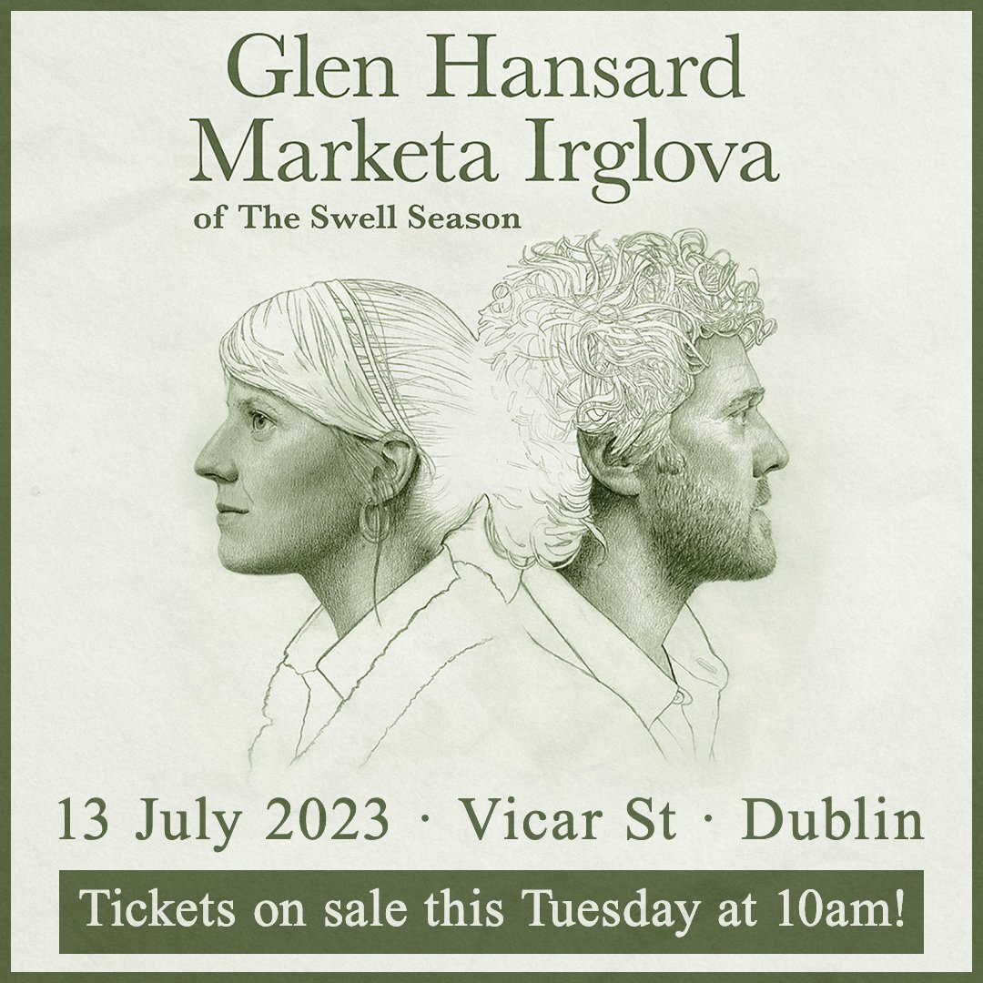 Vicar St (@vicar_street) on Twitter photo 🎊𝗝𝗨𝗦𝗧 𝗔𝗡𝗡𝗢𝗨𝗡𝗖𝗘𝗗🎊
<a href="/MarketaIrglova/">Markéta Irglová</a> and <a href="/Glen_Hansard/">Glen Hansard</a> will - once again - be reuniting for a run of dates in celebration of the 15th (and counting) anniversary of their film Once 🔥
🎟 Tickets on sale Tomorrow @ 10am 🎊𝗝𝗨𝗦𝗧 𝗔𝗡𝗡𝗢𝗨𝗡𝗖𝗘𝗗🎊
<a href="/MarketaIrglova/">Markéta Irglová</a> and <a href="/Glen_Hansard/">Glen Hansard</a> will - once again - be reuniting for a run of dates in celebration of the 15th (and counting) anniversary of their film Once 🔥
🎟 Tickets on sale Tomorrow @ 10am