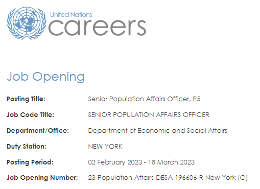 The UN Population Division is recruiting a Senior Population Affairs Officer (P-5) to lead our Migration and Urbanization Section. Deadline 23 March. Apply here: careers.un.org/lbw/jobdetail.…