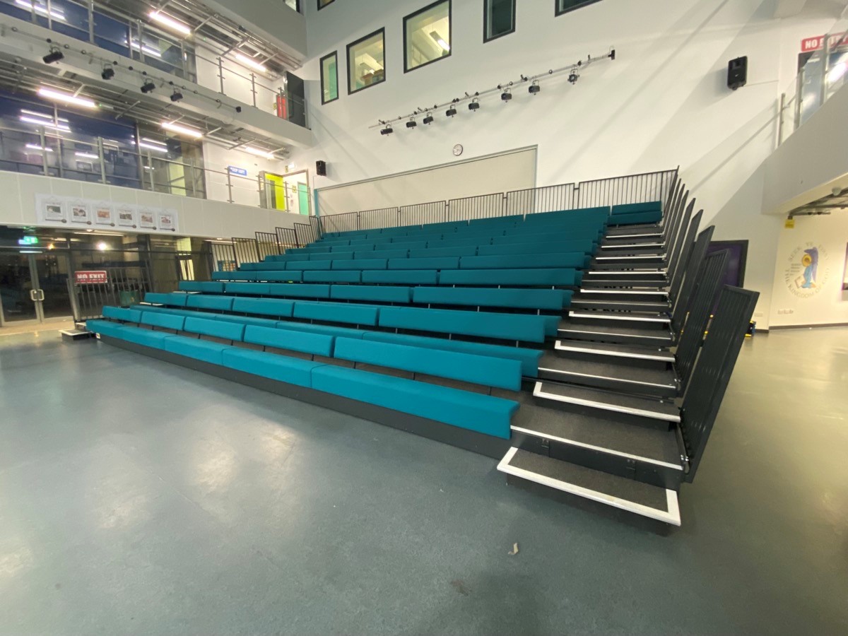 SISseating's tweet photo. With a seating capacity of 224, this bench-style seating solution offers the perfect combination of comfort and functionality for a wide range of events and gatherings, making it the ideal choice for busy schools like St. Matthews RC High School in Moston, Manchester. https://t.co/TimsgMjsyl