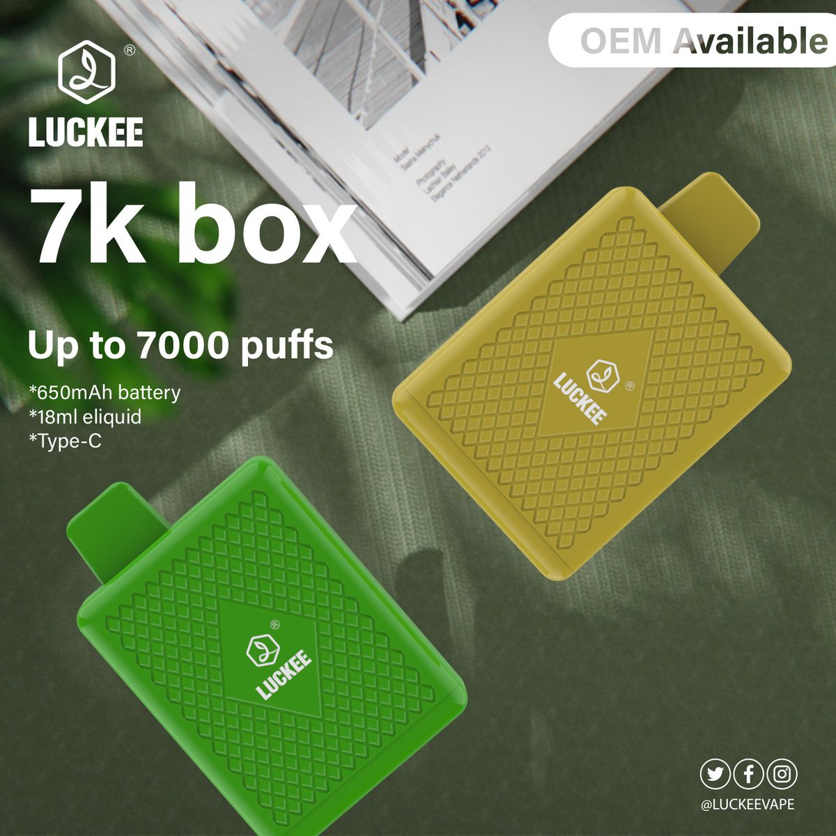 RockMe_Vape's tweet photo. #7KBOX ,each flavor is extremely different, but there’s a flavor for every palette.  ❤️💚💙

🍀14 flavors are available for reference and support brand #customization.

*18 ml #eliquid capacity
*650mAh battery capacity
*Type-c 
.
.
🌐https://t.co/gXNUrWhxFL

#vape #brand #oem https://t.co/OkGvlJjduP