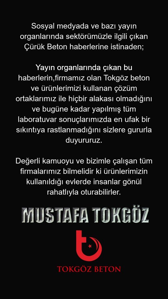 Basında çıkan Çürük Beton haberlerine istinaden açıklamamızdır,
ALLAH'a çok şükür içimiz ve vicdanımız çok rahattır.