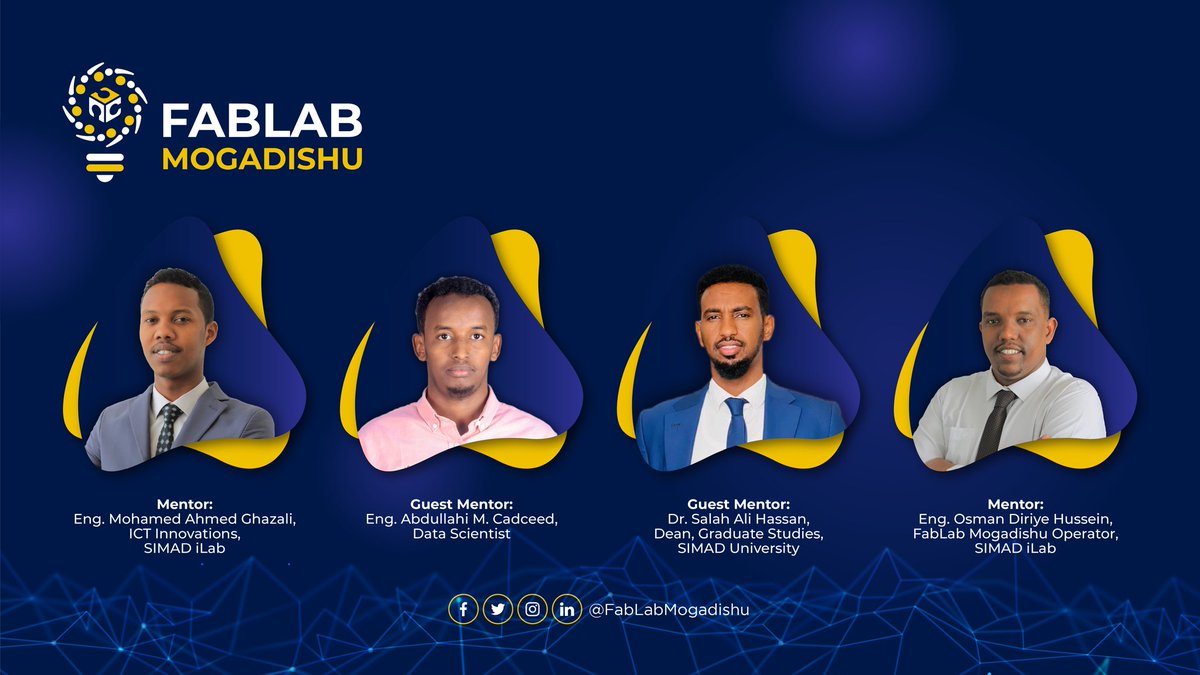 FabLabMogadishu's tweet image. Exciting news! Today marks the official launch of our 𝐖𝐨𝐫𝐤𝐬𝐡𝐨𝐩 𝐨𝐧 𝐌𝐚𝐜𝐡𝐢𝐧𝐞 𝐋𝐞𝐚𝐫𝐧𝐢𝐧𝐠 𝐖𝐢𝐭𝐡 𝐏𝐲𝐭𝐡𝐨𝐧. Come and join us on this momentous occasion and have a first-hand experience of everything we offer! 🎉
#FabLabMogadishu #FabLabSomalia