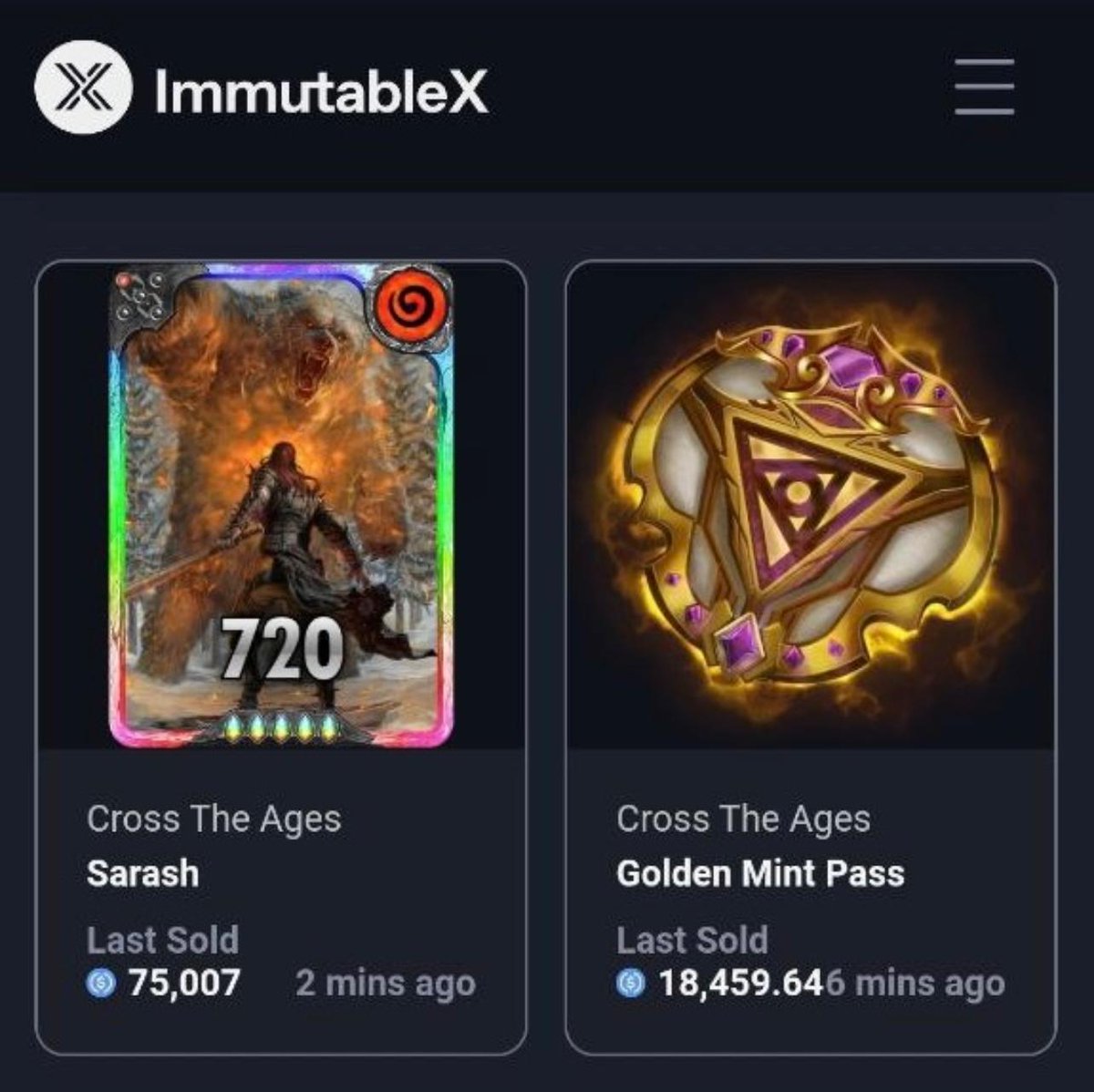 CrossTheAges's tweet photo. "Cross The Ages NFT Collection rockets to Top 3 on @Immutable" - Pretty good huh @chlagousami ? 😏 

Read more about our #marketplace launch and how we reached $750K in 24 hours here ⤵️ 

@Cointelegraph article  👉  https://t.co/jf9PAK2CuF https://t.co/p3Y5caMpWQ