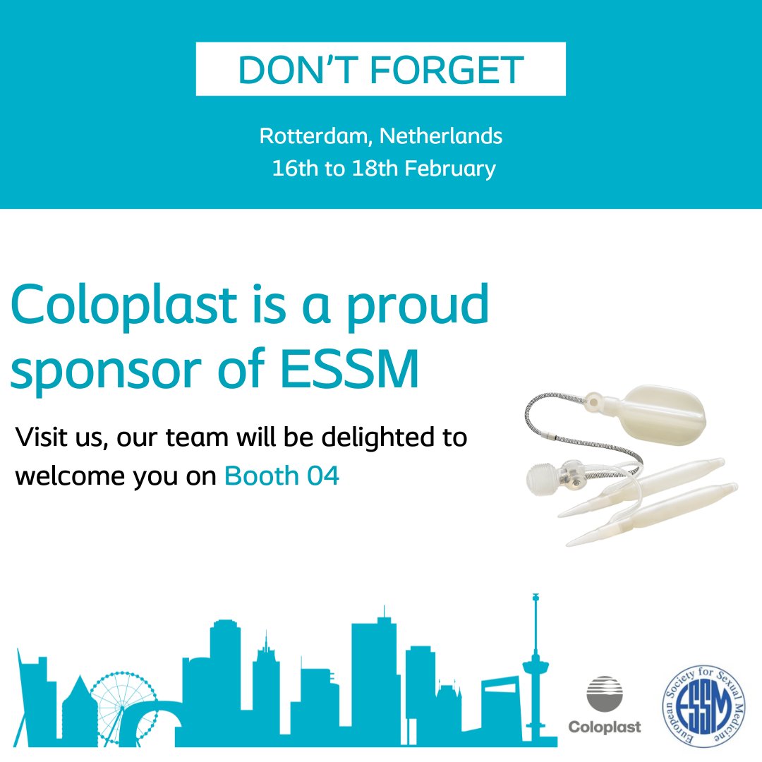 Don’t forget! Join Coloplast at the ESSM symposium to discuss about 'What matters when discussing about Inflatable Penile Implant' with a panel of international experts on February 16th February 1pm - 2pm ​ Sign up on: essm-congress.org/registration #ColoplastUrology #ESSM23