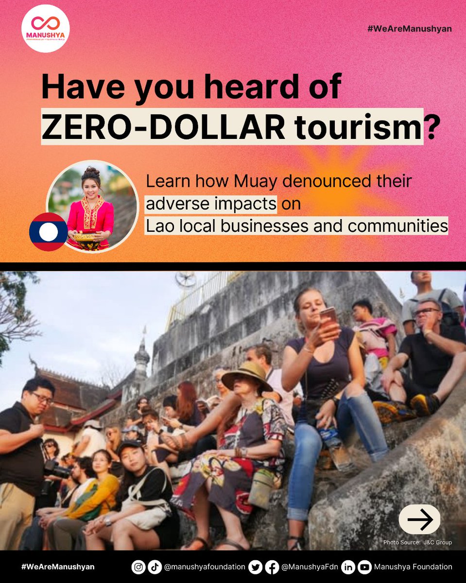 ManushyaFdn's tweet photo. #FreeMuay ⚖️ Have you ever heard of ZERO-DOLLAR tourism? While working as a tour guide, #WHRD Muay observed that many local businesses had to shut down due to the unfair competition created by Chinese investments in #Laos. Learn more &amp; join our campaign to #FreeMuay from jail!⬇️ https://t.co/MKghQTe0fm