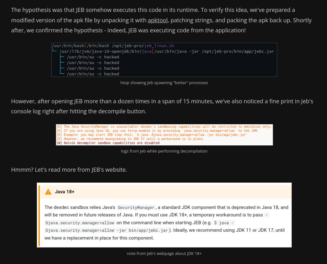 CKsTechNews's tweet image. How to get a heart attack while using #JEB #decompiler

Blog post
blog.stmcyber.com/how-to-get-a-h…