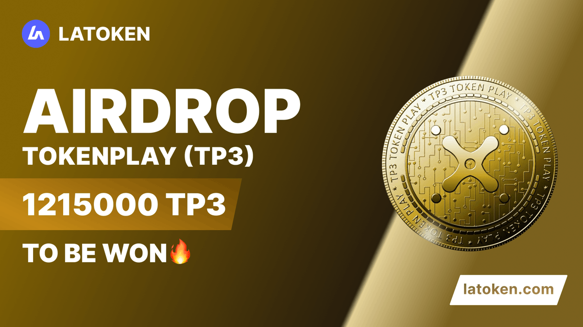 🏆 $10,000 TOKENPLAY (TP3) Airdrop on #LATOKEN 

🔥 2700 Winners.
✅ Complete all tasks and qualify for the #Airdrop 
📲 Tag 5 Friends and Follow.
⏰ February 13, 2023 - February 19, 2023.

JOIN AIRDROP👉 go.latoken.com/ask