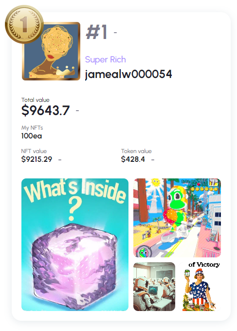 gametribes_io's tweet photo. A new #1 has appeared on the Hall of Fame!😲
Awesome!! 'jamealw000054'!!👍👍

Is there anyone who will challenge 'jamealw000054'?😎
The deadline for Round 2 is fast approaching!

Check your rank on GameTribes!👀
https://t.co/ZjWdWZPOky

#NFT #Crypto #Token https://t.co/zvKTbRX19c