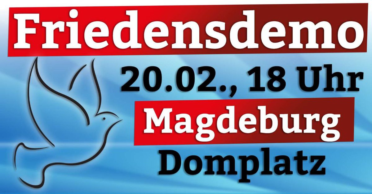 RonnyKumpf's tweet image. Für #Frieden, Freiheit und die Rückkehr der Normalität ins Leben. Am 20.2. werden wir wieder eine Kundgebung auf dem #Domplatz in #Magdeburg abhalten. Reden werden namhafte Mandatsträger aus Bundes- und Landespolitik.