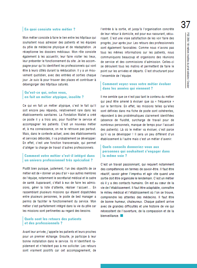FMN78's tweet photo. #Interview I Le magazine Perspectives Sanitaires & Sociales @FEHAP_actu à réalisé un article sur les métiers insolites du privé solidaire. Dans ce cadre, ils ont interviewé notre Bed Manager, Karine BARRAUD #métier #article #FEHAP #Métieninsolite #privesolidaire https://t.co/1dLQsRFmel