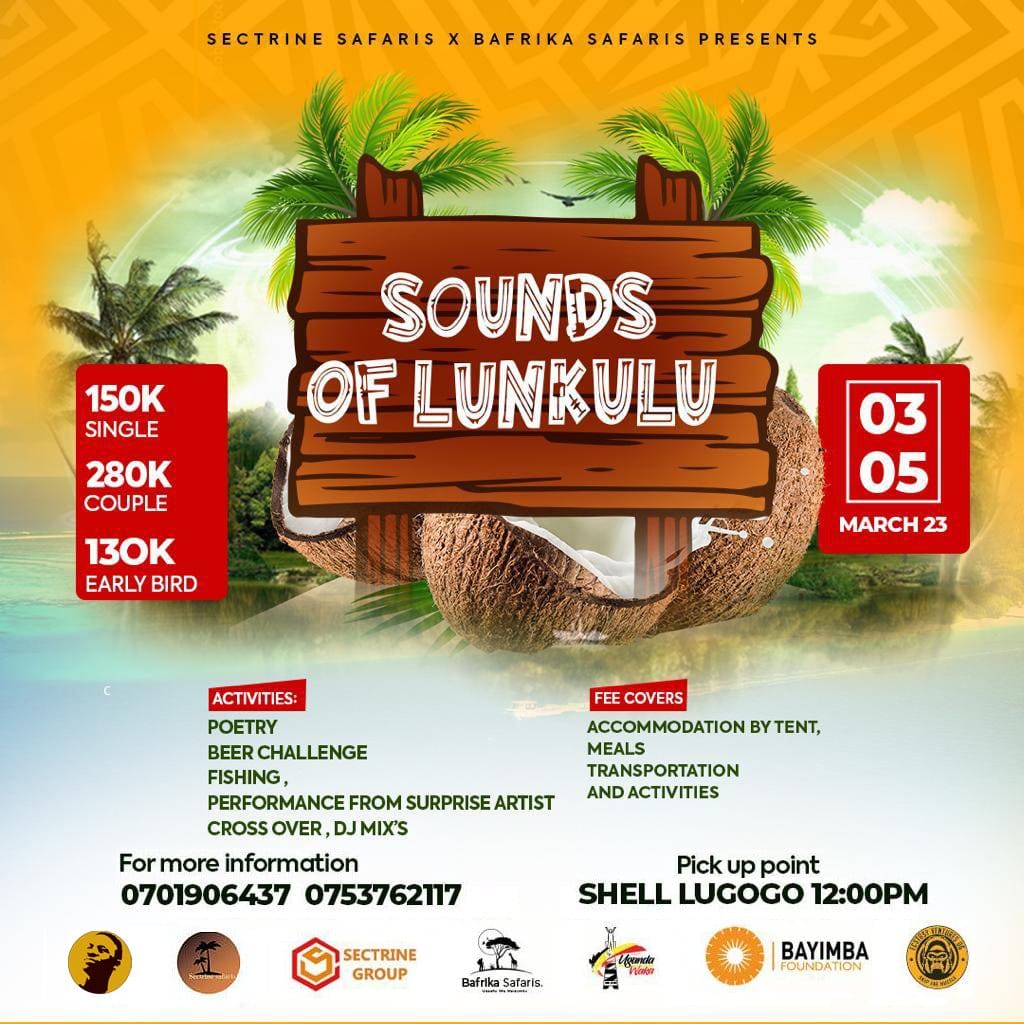 kamoga_pius's tweet photo. Have you ever visited #LunkuluIsland or you wish to go back?
@bafrika_safaris in partnership with @sectrinesafaris brings you #SoundsOfLunkulu On 3rd to 5th March at 150k single.
Early bird tickets are 130k. Start depositing now and don't be left out. https://t.co/PxhuZrcGla