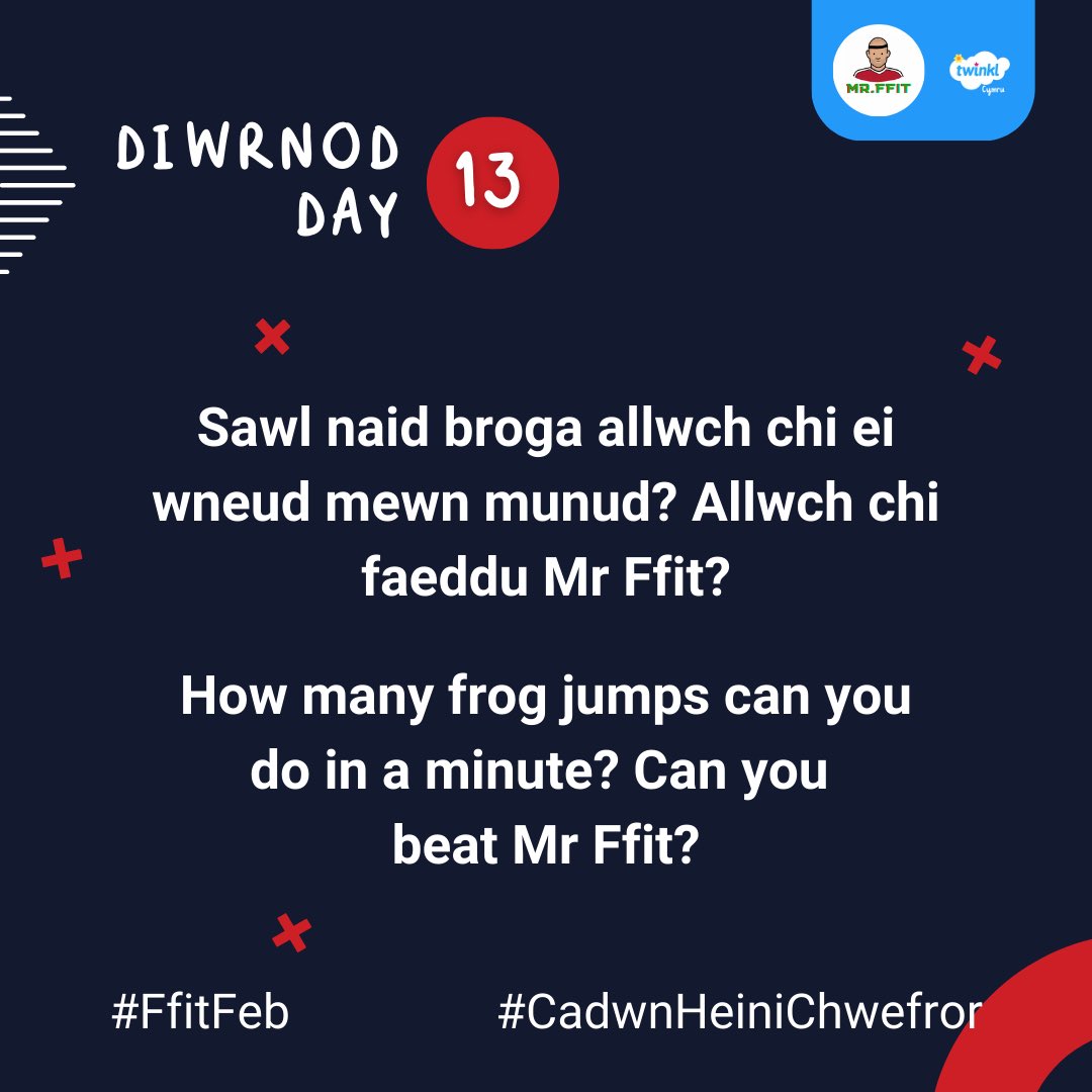 FfitMr's tweet photo. https://t.co/LP75RWwuHC

#ffitfebruary Diwrnod 13/Day 13
Y sialens heddiw ydy sawl frog jumps allwch chi gyflawni mewn munud? Allwch chi guro fi? Todays challenge is how many frog jumps can you do in 1 minute? Can you beat me? @TwinklCymru Send in your numbers # #health #wellness https://t.co/EJ7kfP9cMv