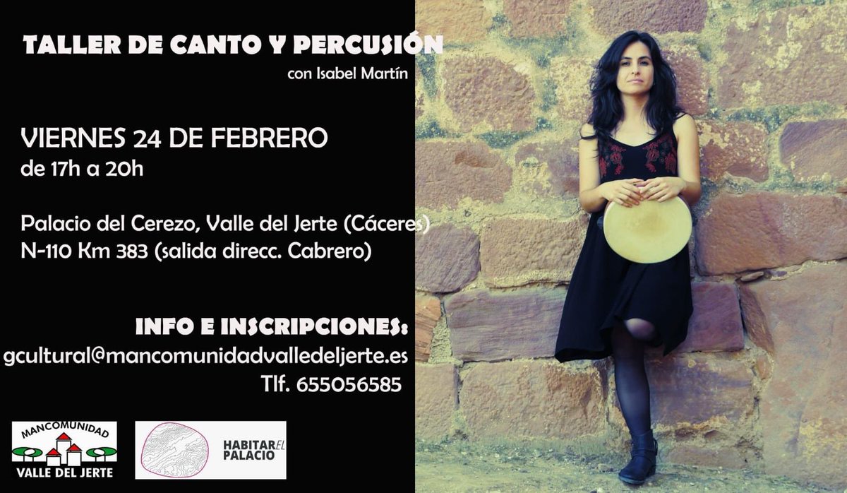 🥁 Isabel Martín, especialista en canto y percusión tradicional, impartirá un taller que nos acercará a la técnica de instrumentos como la pandereta o el pandero cuadrado.

• Inscripciones: bit.ly/3WXBlg2