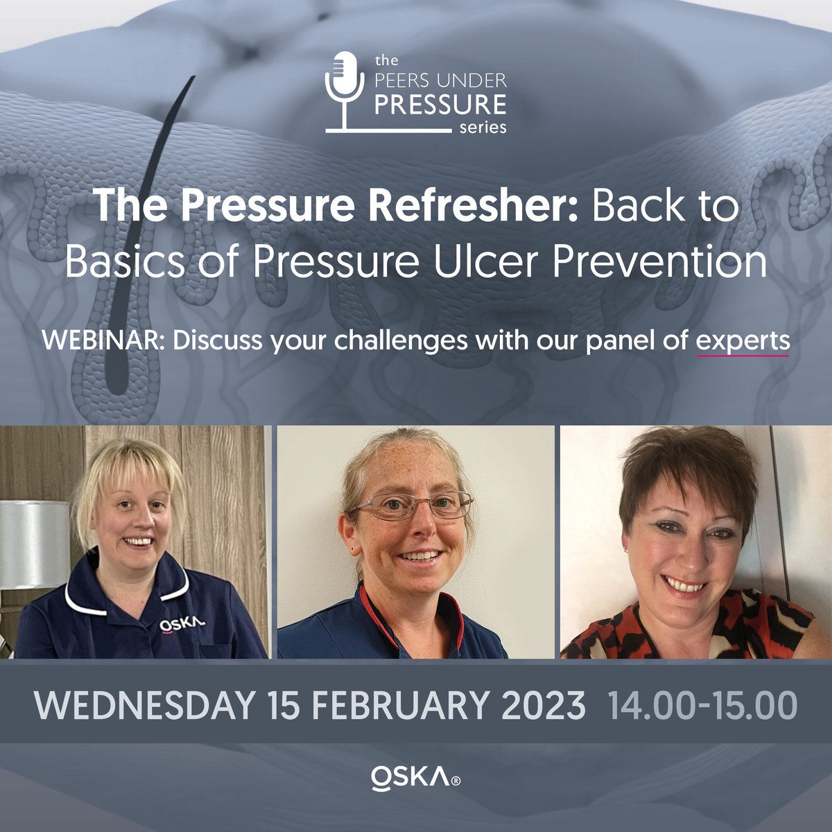 askOSKA's tweet photo. JOIN 400+ nurses in 'The Pressure Refresher: Back to Basics of Pressure Ulcer Prevention'.

💻https://t.co/rujJVhVnJq
📆15.02.23
⏲️2-3pm

Expert-led webinar w/ #TissueViabilityNurses @alischofield12 &amp; @CaroleYoungTVN
#PressureCareExperts #pressureulcerprevention #pressureulcers https://t.co/KUHNRaPOv4