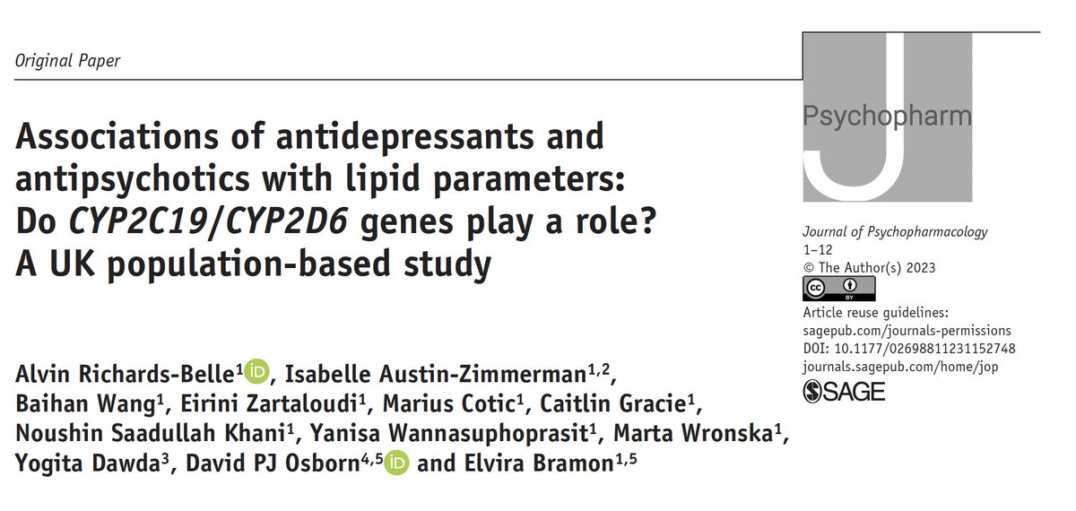 Alvin Richards-Belle (@alvin_r_b) on Twitter photo 🚨 New publication 🚨 - Investigating the associations of antidepressants/antipsychotics on lipid parameters using data from <a href="/uk_biobank/">UK Biobank</a> - 🔓 in the Journal of Psychopharmacology doi.org/10.1177/026988… 🧵(1/7) 🚨 New publication 🚨 - Investigating the associations of antidepressants/antipsychotics on lipid parameters using data from <a href="/uk_biobank/">UK Biobank</a> - 🔓 in the Journal of Psychopharmacology doi.org/10.1177/026988… 🧵(1/7)