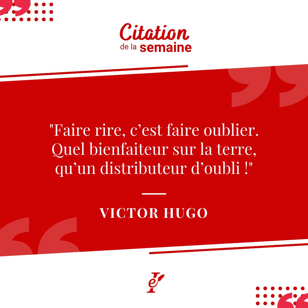 inst_ecrivains's tweet photo. ✍️ "Faire rire, c’est faire oublier. Quel bienfaiteur sur la terre, qu’un distributeur d’oubli !" - #citation de VICTOR HUGO https://t.co/UrkwSzTvMu