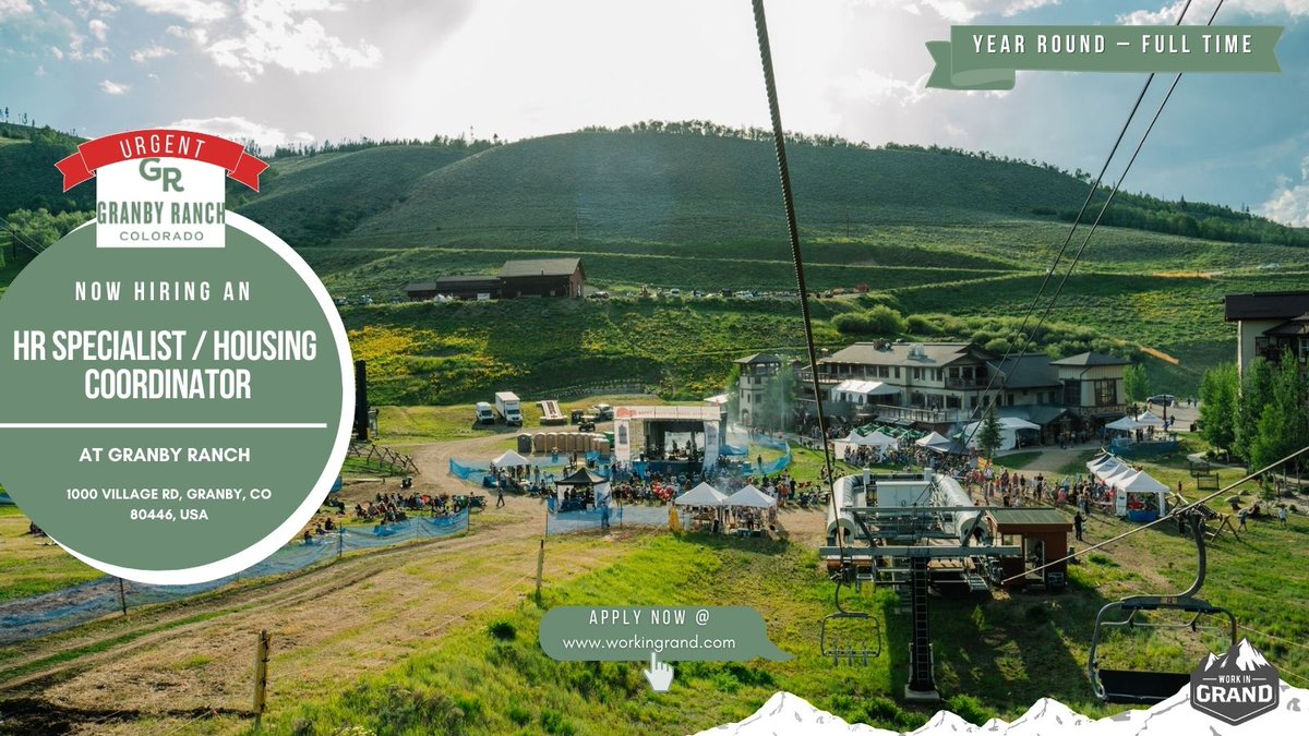 WorkInGrand's tweet photo. workingrand @granbyranch is #urgently hiring HR Specialist / Housing Coordinator
#applynow at
https://t.co/GyvREUemmv
#newjob #Usajobs #Colorado #jobs #hiringnow #WorkInGrand
#coloradostatejob #management #JobsHub #rockymountains
#UrgentHiring #urgentrequirement #skiresort https://t.co/MS8koA6boB