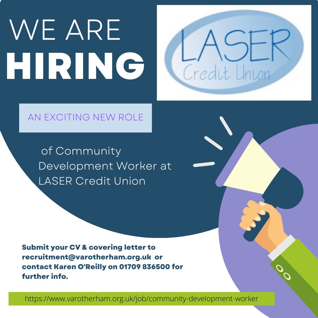 LASER Credit Union (@lasercu) on Twitter photo We are hiring now.  An exciting new job role of Community Development Worker. 
varotherham.org.uk/job/community-… We are hiring now.  An exciting new job role of Community Development Worker. 
varotherham.org.uk/job/community-…