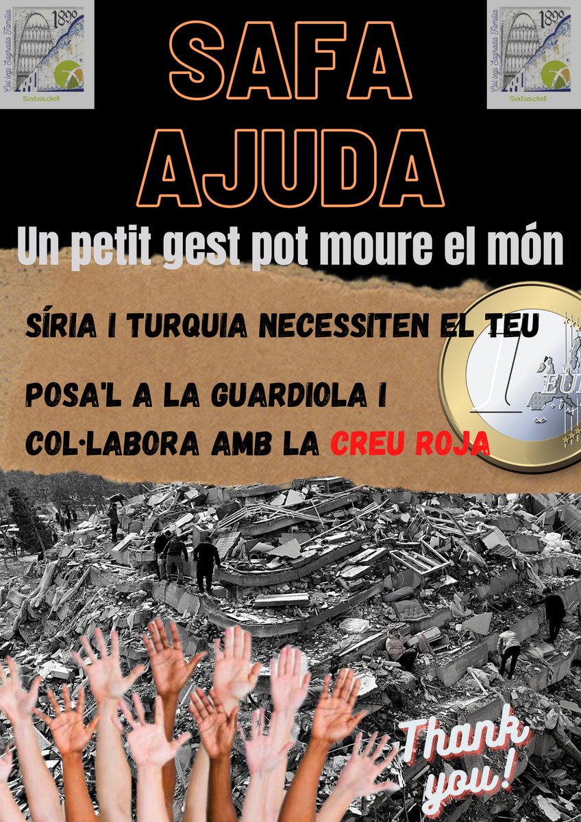 Des de l'escola, impulsem una acció solidària amb els pobles de #Síria i #Turquia. Ens ajudeu a fer-ho possible? Moltes gràcies, família! 🫶