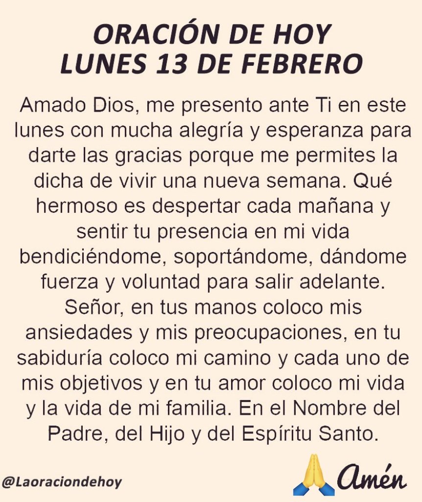 <a href="/jeps2009/">Juan Palma</a> Amén 🙏
Buenos días Juan 🌤️
Deseo que hoy y durante esta semana Dios te regale,amor,salud,bienestar, bendiciones,le doy gracias contigo por la vida y por la luz de un nuevo día 🙏
Abrazos 🥰🤝