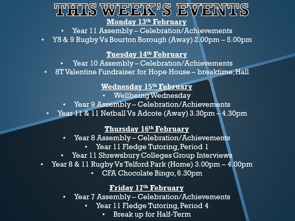 This week's events:
