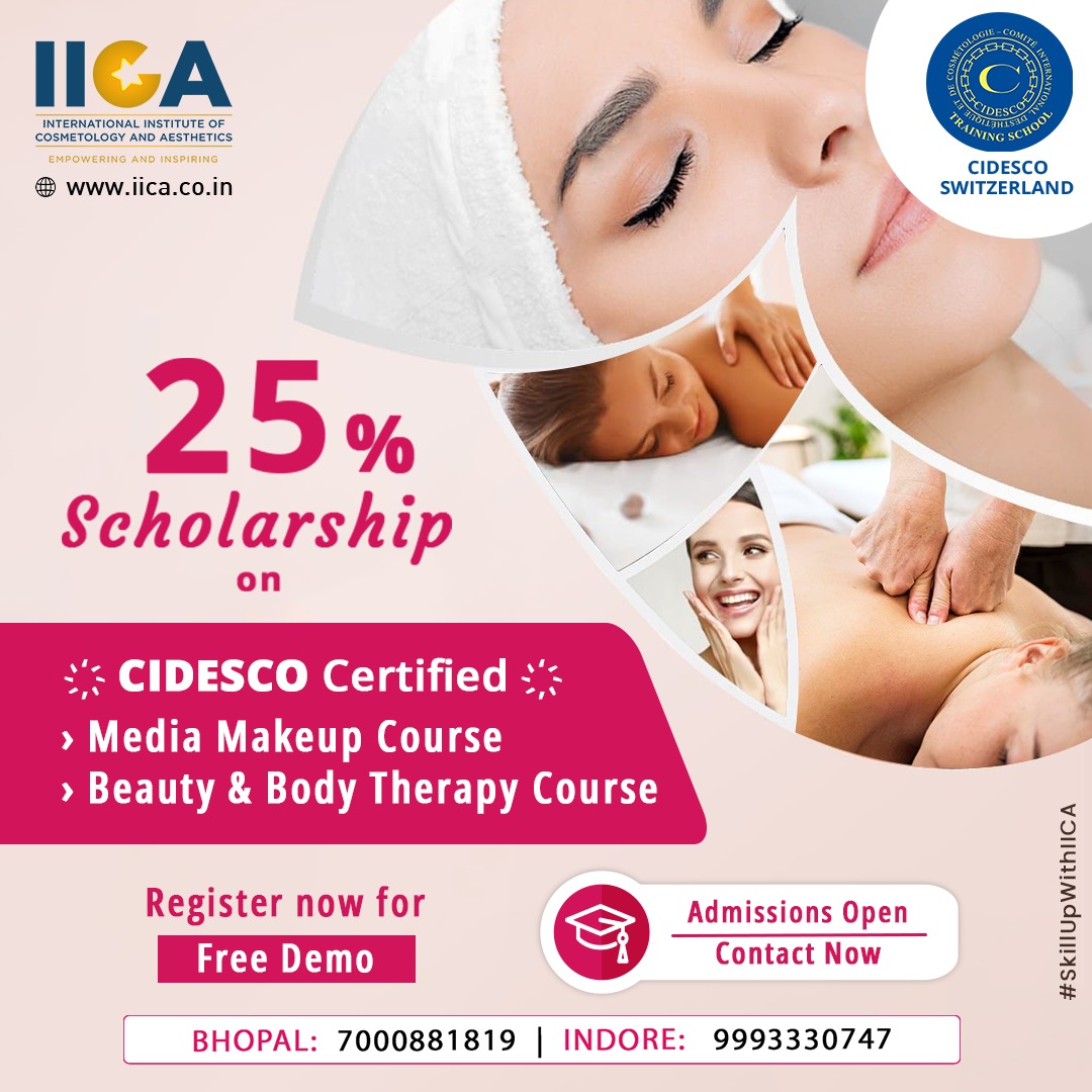 IICA offers you a 25% SCHOLARSHIP on CIDESCO Certified- Media Makeup and Beauty & Body Therapy courses. Register Now!!

#mediamakeup #bodytherapy #beauty #skincare #beautysalon #beautytherapy #salon #25%off #scholarship #freede #cidescointernational #iicacidescocertification