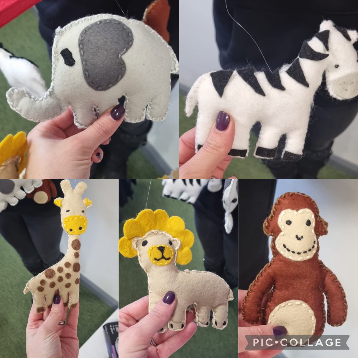 alva_asn's tweet photo. C has been working really hard in Fashion making a mobile for her new baby sister😊 She has done an amazing job designing and sewing all the animals together🦒🦁🐘🐵🦓 https://t.co/PeRFN0G4Ws