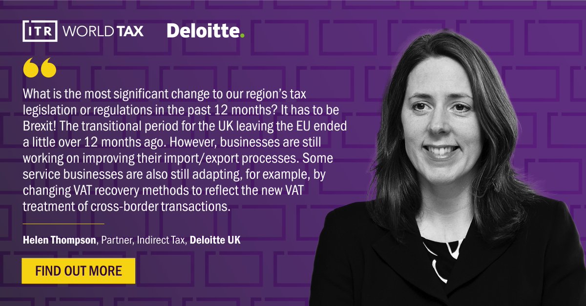 Indirect Tax Leaders Interviews

Interview with Helen Thompson, partner, Indirect Tax, <a href="/DeloitteUK/">Deloitte UK</a> spr.ly/60153cHPT