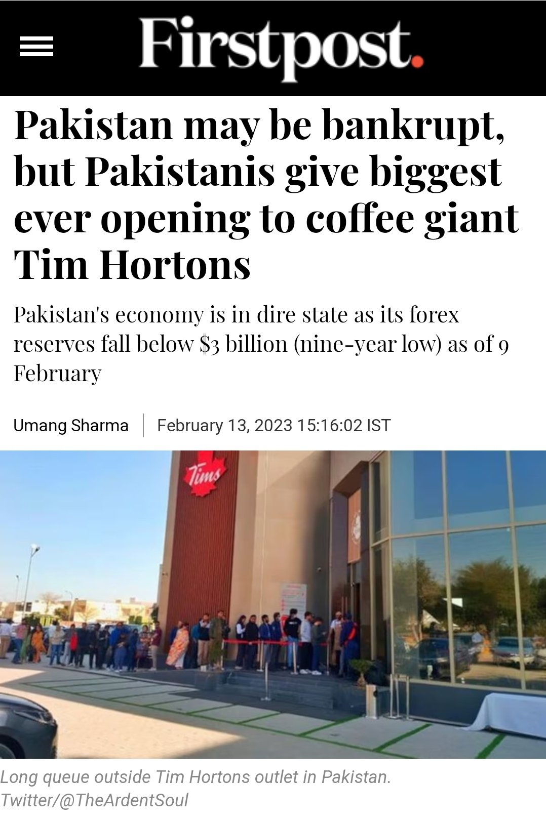 Pakistanis give biggest-ever opening to coffee giant Tim Hortons