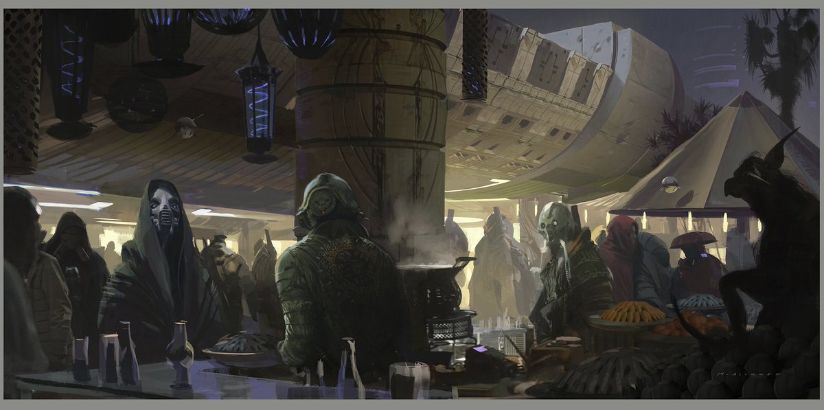 Close in the market with the riff raff... #ObiWan #Daiyu #StarWars #conceptart