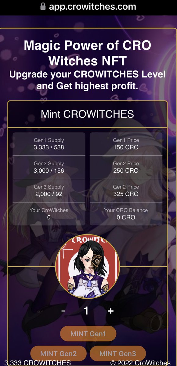 CroWitches's tweet photo. Welcome to the #Crowitches NFT project, @Safemoon & @Safemoonarmy! Thank you for your support. Check out our site at https://t.co/uODBXq4WOp and discover the magic of #CRO & our exclusive #CROSPELL token. Unleash your inner witch and join the coven! ๐ฎ๐งโโ๏ธ #NFT #Crypto https://t.co/NGMmFdbLO0