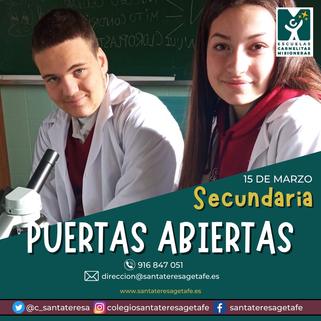 c_santateresa's tweet photo. ¡VEN A CONOCERNOS! 🙌🏼

Inscripciones en 

https://t.co/80x03nPxPr

#SomosSantaTeresa #Colegio #PuertasAbiertas https://t.co/yoyBShpP2F
