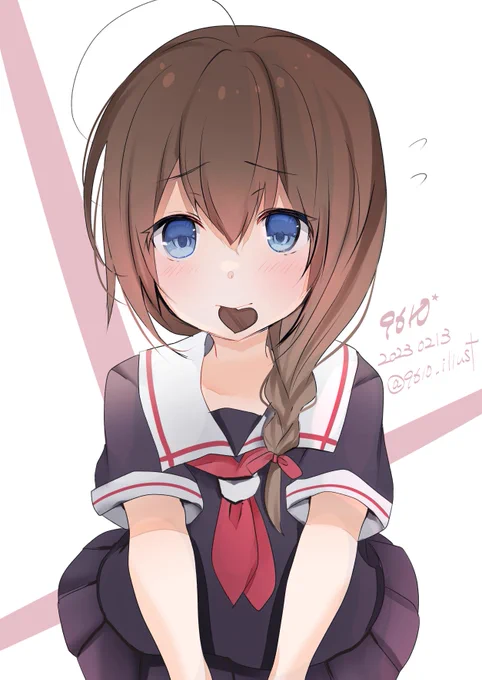 #艦これ版深夜の真剣お絵描き60分一本勝負#艦これ版真剣お絵描き60分一本勝負_20230213時雨からチョコを貰いたい② 