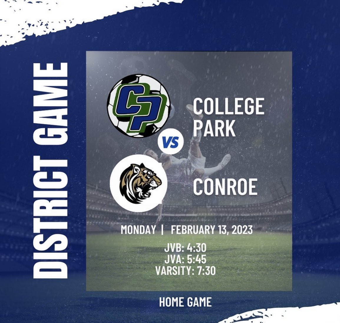 TWCPSoccer's tweet photo. Massive week of home matchups ahead for the squad kicks off tonight (Monday) as Conroe visits CP Stadium. 

Let’s continue the trend of amazing home support this week - come out and support the boys on what will be a beautiful night for soccer! https://t.co/oFtig8mfoH