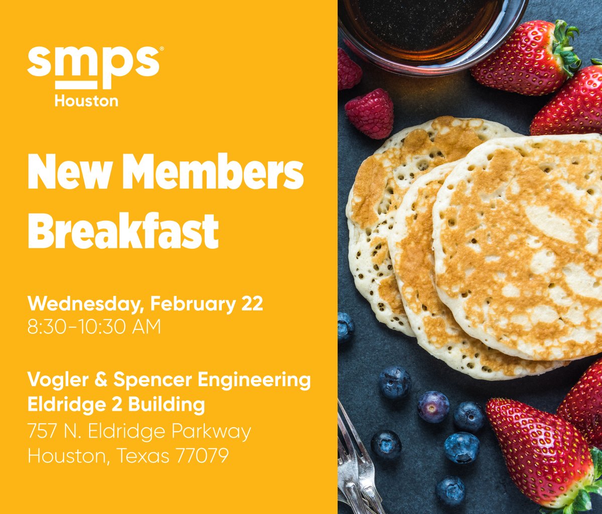 NEW MEMBER BREAKFAST
Join us for the New Members Breakfast and learn how you can make the most of your membership!
For more information and to register: bit.ly/3IhYGF0
#SMPSHouston