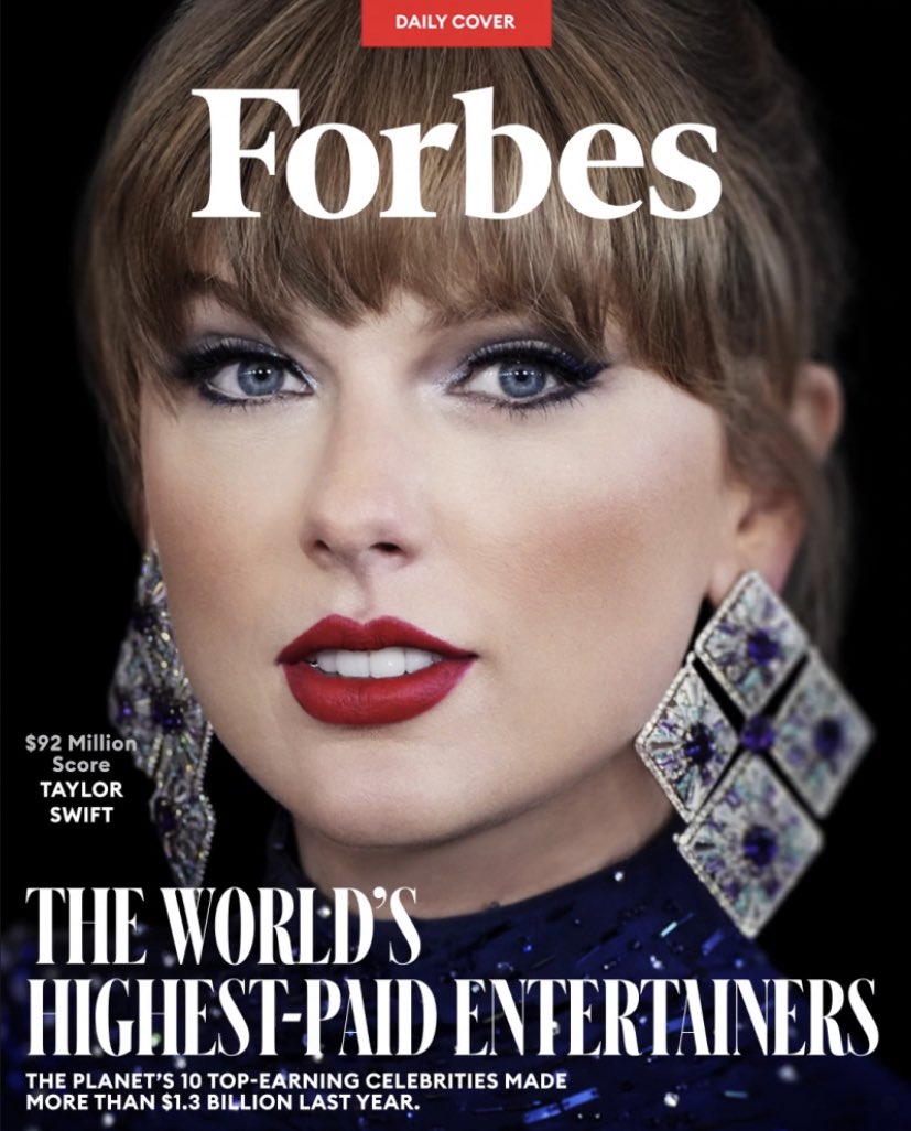 TSTheErasTour's tweet photo. 📈| Taylor Swift was the highest-paid female of 2022, Earing $92 million. 

@Forbes reports https://t.co/dbNiE8Sopi