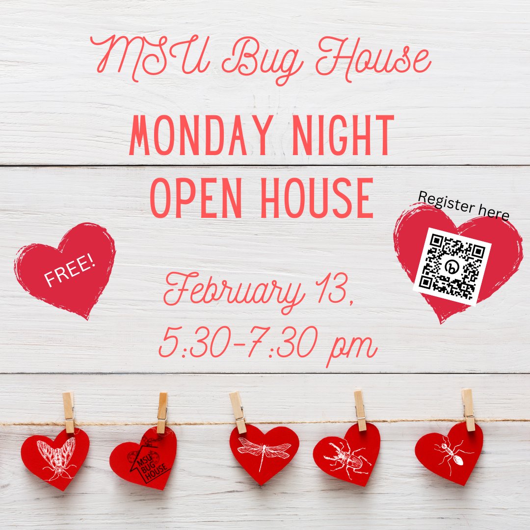 The Bug House will be open tonight from 5:30 to 7:30 pm for our free monthly open house! Register here: eventbrite.com/e/monthly-mond…