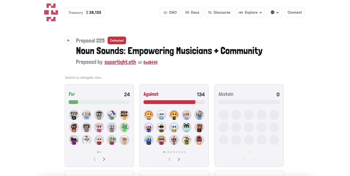 Our <a href="/NounSounds/">Noun Sounds 🎵 ⌐◨-◨ 🎵</a> proposal was DEFEATED! 

It's always tough to take one on the chin but we appreciate everyone's time and energy during this proposal process. 

Not sure what the next steps are- we are going to regroup and keep pushing!  

⌐◨-◨