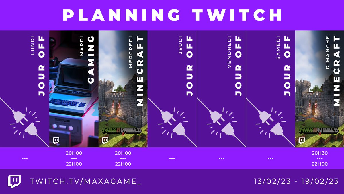 MaxAGame_'s tweet photo. C'est l'heure du planning de la semaine !
Voici donc les différents streams prévus pour cette semaine.
Rendez-vous comme toujours sur https://t.co/w5ki7Z7B0C ! https://t.co/joQVMTcKKr