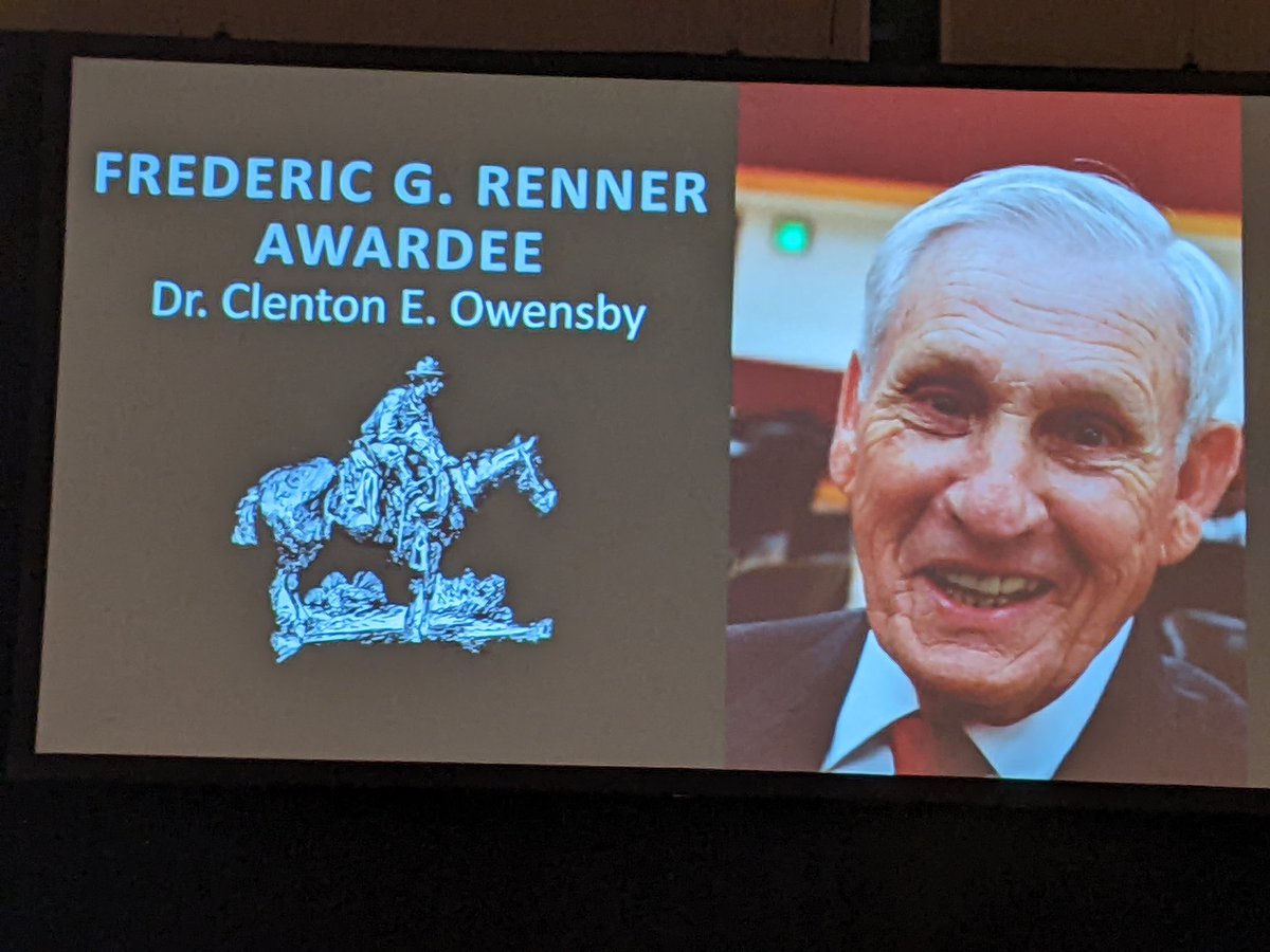 whfick's tweet image. Dr. Clenton E. Owensby announced as the recipient of the Frederick G. Renner Award at the Society for Range Management Annual Meeting in Boise, Idaho. @KStateAgron