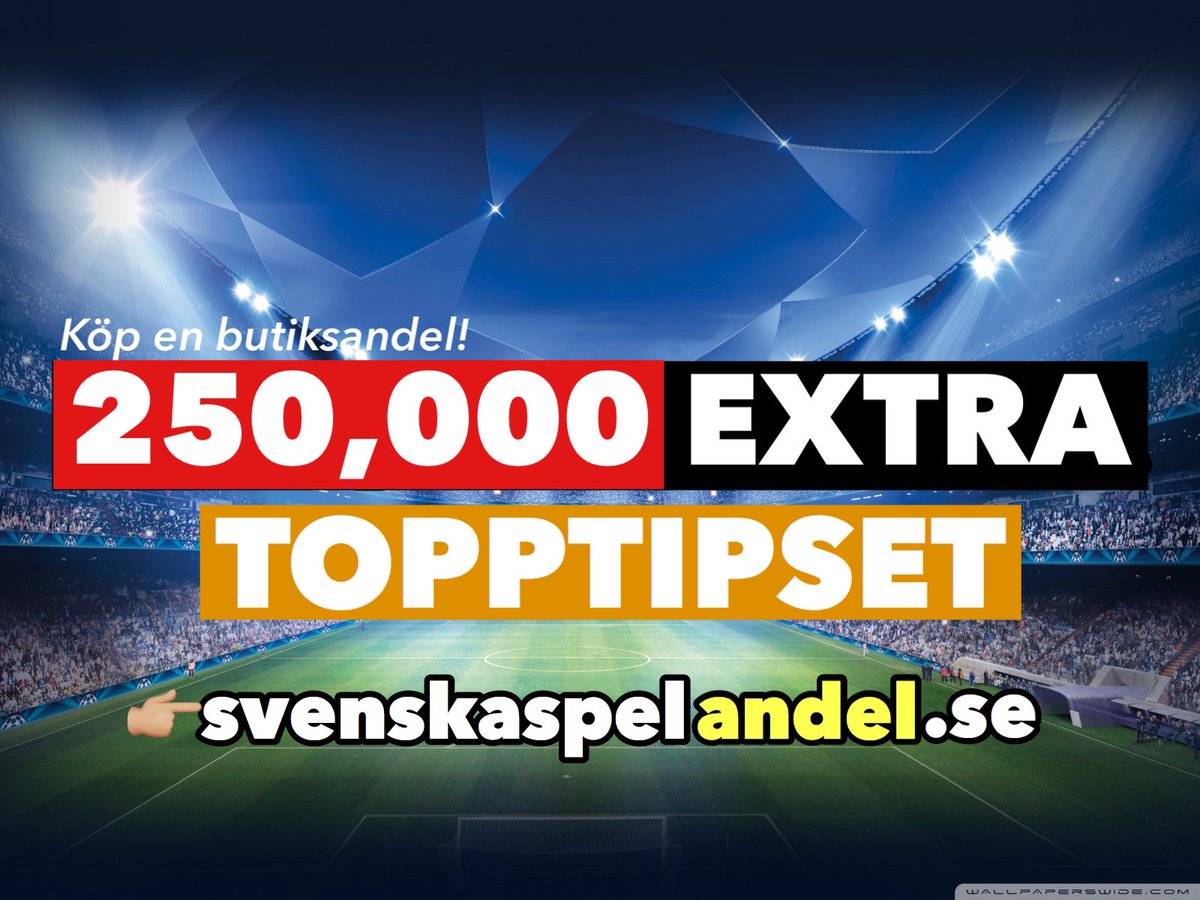 🟠 250,000 EXTRA IKVÄLL 10 a 107:-
spela.svenskaspel.se/spela-tillsamm…

🟠OMBUDETS STORA 8 a 101:-
spela.svenskaspel.se/spela-tillsamm…

🟠 OMBUDETS SOLSTING 17 a 25:-
spela.svenskaspel.se/spela-tillsamm…

Alla andelsspel👉🏼svenskaspelandel.se